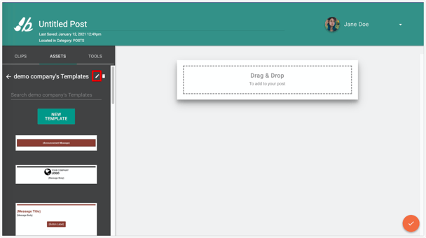 Edit Category Template name