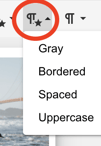 Toolbar Paragraph Style dropdown