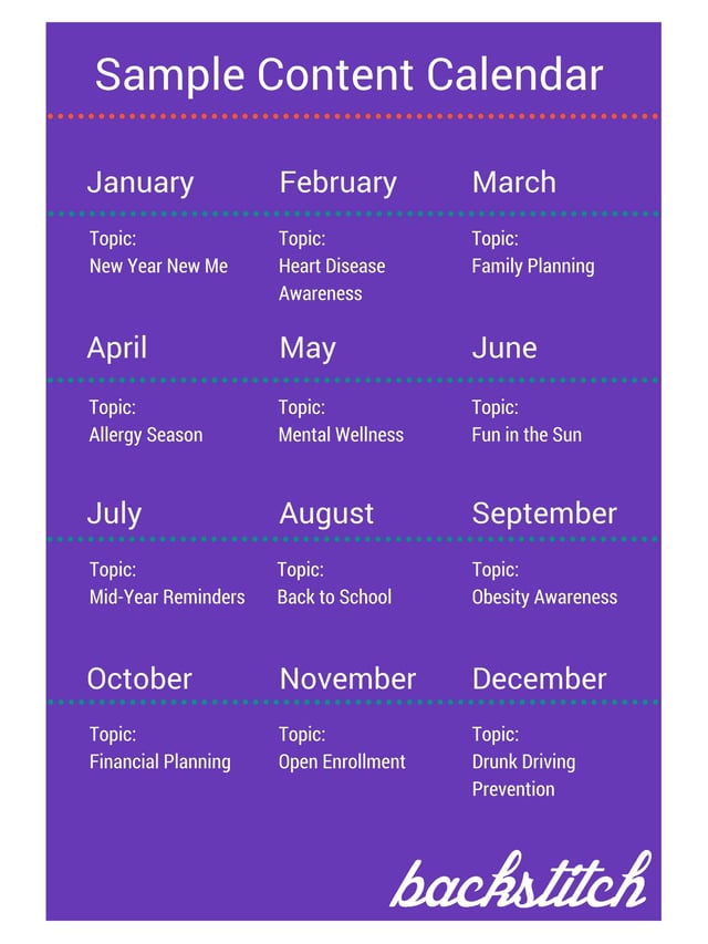 A content calendar such as this one is vital for creating a communications strategy.