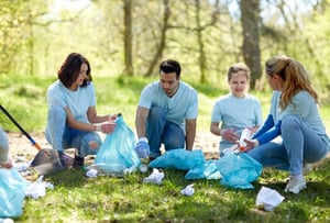 Team helping to clean up a park