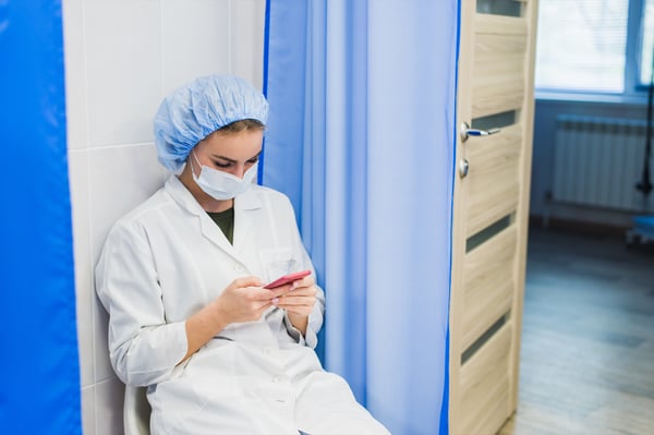 Hospital employees can easily access communications during a break by checking their mobile phones.