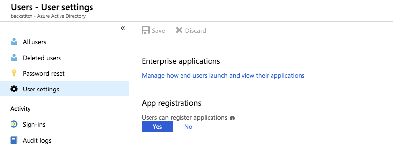 Enable User to Register Apps
